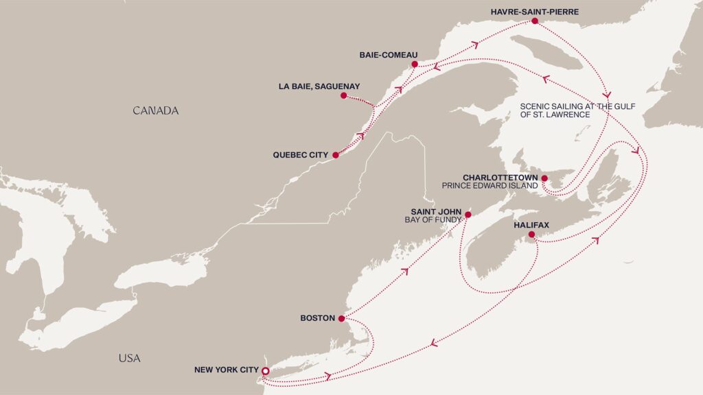 Explora Journeys Itinerary Canada and New England, Roundtrip New York City