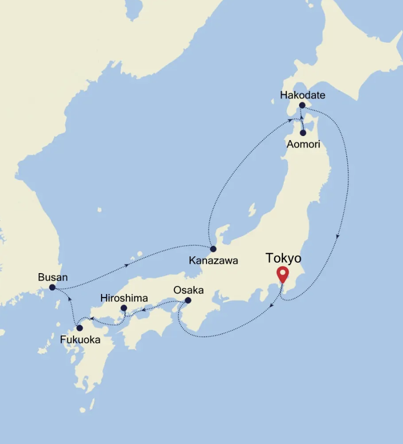 Itinerary Roundtrip Tokyo with Silversea